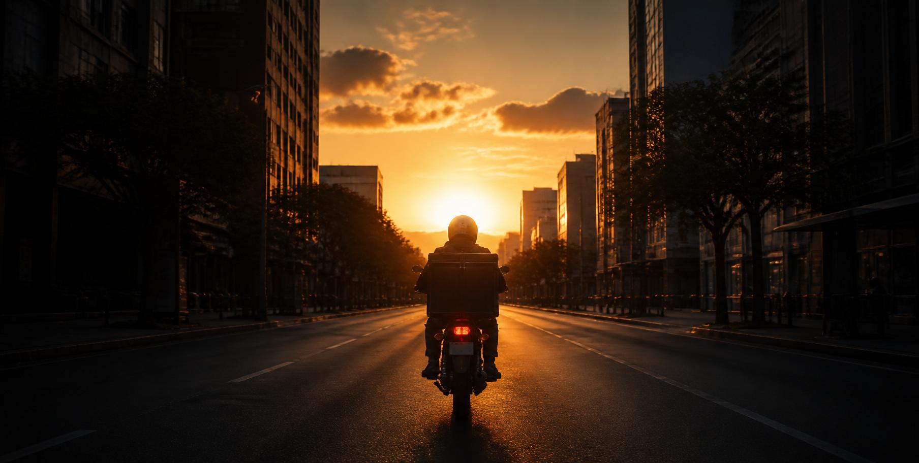 Motoboy no amanhecer